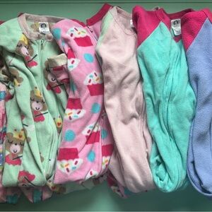 Lot Of 6 Gerber One Piece Footed Cotton Pajamas Size 3T